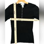 Spiegel Y2K Womens Retro Silk Blend Ribbed Stretchy Henley Top Shirt Rhinestone Photo 3