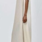 ZARA NWT ivory off white ruched one shoulder flowy straight cut mid maxi dress Photo 8