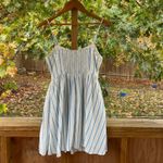 Aerie  Love Of Linen Blend Mini Dress White And Blue Stripe Size M. NEW Photo 3