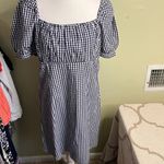 Anthropologie NWT  FOREVER THAT GIRL PUFF SLEEVE MINI DRESS BLUE GINGHAM LARGE Photo 1