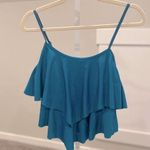 American Trends High Tankini Swimsuit for Women Flounce Top Bathing Suit Top Blue Size 12 Photo 0