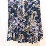 Womens Reversible Midi Skirt Size M Black Multicolor Floral Paisley Ruffle Boho Size M Photo 6