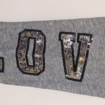 PINK - Victoria's Secret PINK White/Gray Sequin Long Sleeve Top Photo 4