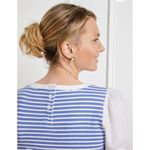 Talbots  Blouse Shirt Woman XL Blue Stripe Puff Sleeve Coastal Beachy Nautical Photo 1