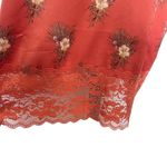 LAURIE FELT Boho Cottage Core Slip Dress Sz 14 Floral Lace Hem Romantic Satin Orange Photo 7