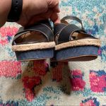 Coach Eaton Black Leather Denim Wedge Sandals Size 8.5 Photo 3