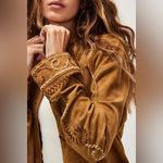 Free People NWT  Nigel Preston Roslyn Suede Shirt Jacket - Bark brown motif - XL Photo 5