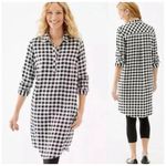 J.Jill  Gingham Buffalo Plaid Checkered Tunic Rolled Sleeves Shirt Dress S Tall Photo 1