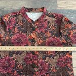 Christopher & Banks Women Jacket Blazer Size L Petite Button Floral Leaf Quilted Photo 3