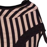 Karl Lagerfeld Womens T-Shirt Black Striped Cap Sleeve Scoop Neck Stretch Lace S Photo 1