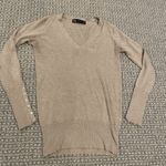 ZARA Shirt Womens Size Small Sweater Vneck Ribbed Tan Soft Minimalist Photo 0