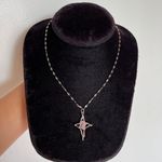 NEW Y2K Silver Pink Diamond Star Pendant Necklace Photo 3