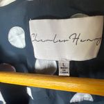 Charles Henry BRAND NEW Navy Polka Dot Wrap Dress Size Large Sheer Long Sleeves Photo 4