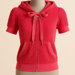 Juicy Couture  Y2K Pink Terry Short Sleeve Zip Hoodie Medium Paris Hilton Classic Photo 2