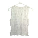 Madewell  Women's Smocked Boatneck Cotton Linen Blend Tank Top L Large White New Photo 5