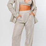 Le lis Champagne Oversized Metallic Blazer Set Comes with blazer pants and top Selling as a set Photo 0