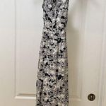 Anthropologie  Printed Midi Dress Womens XXS Black White Floral Linen Sleeveless Photo 2