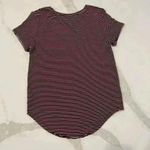 American Eagle  Soft & Sexy Burgundy Striped Pocket Casual T Shirt Women's Small Photo 3