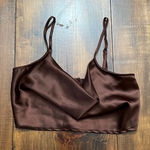 Forever 21 Brown satin crop top cowl neck with adjustable straps  Going Out Top M Photo 0