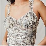Free People  weekend plans bodysuit in tea combo floral sheer ruffles Photo 2