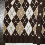 Oil Rice Brown Argyle Button Front Sweater Vest Size L Photo 3