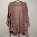 Paper + Tee  blush pink boho open front lace knit kimono cardigan size small Photo 3