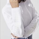 Alo Yoga NWT  Box Crop Hoodie Sweatshirt in White Beaded Sleeve M Photo 1