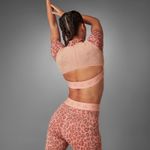 Adidas  Womens Hyperglam Crop Top Zip Tee Pink Leopard XS Athleisure Performance Photo 1