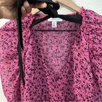 Topshop  ChiffonFloral Print Tie Front Puff Shoulder Long Sleeve Blouse Size‎ 4 Photo 2