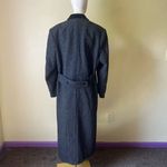 Vintage Charcoal Gray Herringbone Wool Coat w/ Velvet Collar Double Breasted L Gray Size L Photo 3