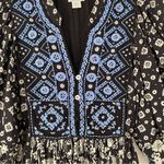 Sundance  Livie Embroidered Black Blue Peasant Boho Dress size PXXS Photo 2