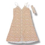 A loves A  Ditsy Floral Button Front Spaghetti Strap Sundress Orange Pink Small Photo 13