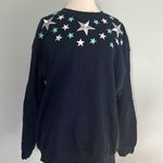 Navy Blue Crewneck Sweatshirt with Star Embroidery Size XL Photo 3