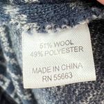 For Cynthia  Hooded Jacket Womens S Blue Wool Blend Geometric Coat Boho Folklore Photo 12