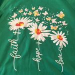 Women’s Green Fleece Long Sleeve Sweater Faith Hope Love Design Size XL NEW Green Photo 5