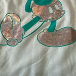 Disneyland  Parks Sz Large Mickey Mouse Sweatshirt Aqua Silver Crewneck Photo 5