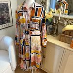 ANTHROPOLOGIE THE ODELLS Nouveau Shirt dress Patch mixed pattern Size Medium Yellow Photo 3