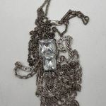 KENNETH COLE REACTION Necklace Long Metal Chain Fringe Rhinestone Jewelry Edgy Silver Photo 3