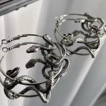 Snake Wrap Hoop Earrings Dark Gothic Punk Medusa Style Silver Tone new Photo 0