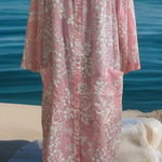Alternative Chic Vtg 80s  Pink Robe 1X Floral‎ Ruffle Granny Babydoll Pocket USA Photo 0