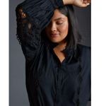 Anthropologie By  Cutwork Peasant Blouse PLUS 2X Black long sleeve Photo 1