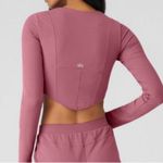 Alo Yoga  Mauve Berry Long Sleeve Bustier Crop Top Photo 1