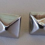 Silver Tone Pyramid Polished Stud Earrings Photo 0