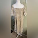 Julia Jordan  Women's Ivory Sequin Fit & Flare Velvet Sheath Dress Size 14 Photo 1