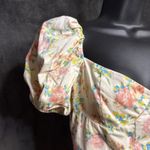 ZARA  Floral Puff Sleeve Crop Top - Cream and Pink Photo 2