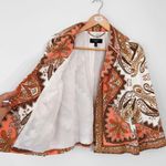 Talbots  Women's Peach Multicolor Paisley Print Open Front Jacket Blazer Size 8P Photo 2