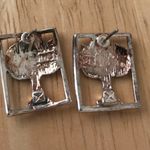 Palm tree Moon Earrings Open Cut Design Retro Silver Photo 6