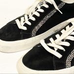 Madewell  Size 10 Black Sidewalk Low Top Sneaker Leather Real Fur Animal Photo 5
