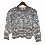 Vintage fair isle gray scoop neck nordic thick neutrals pullover lodge medium Photo 0