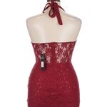 Elegant Red Lace Halter Dress Size XL Photo 4